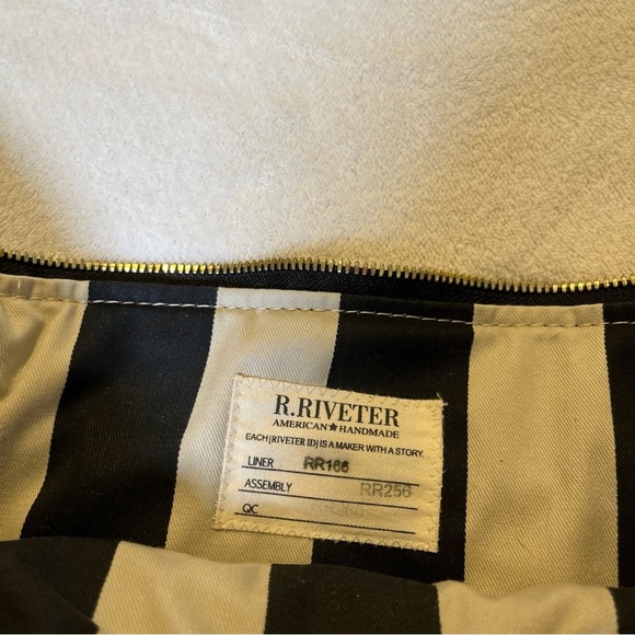 R. Riveter Navy Blue Carry All Canvas Leather Tote Bag Purse - Picture 7 of 9